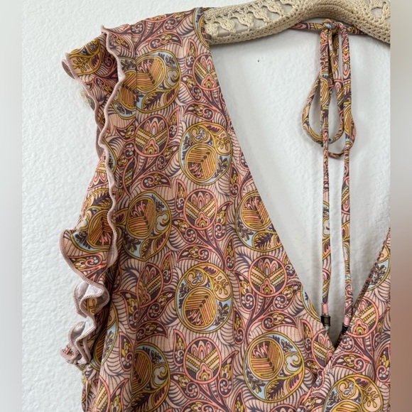 ANTHROPOLOGIE Matilda Paisley Ruffle Lettuce edge Wide Leg Romper Jumper Size XS - Picture 4 of 12